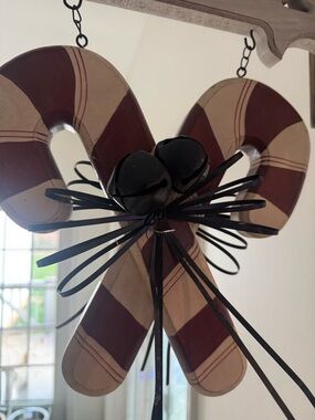 K&K Interiors Red and Cream Double Candy Cane Arrow Replacement Sign.